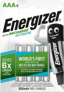 Energizer Wiederaufladbare Batterie HR03 Extreme AAA 800mAh FSB4, 4St