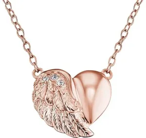 Engelsrufer Halskette aus rosévergoldetem Silber Herz mit Flügel und Zirkonen ERN-LILHW-R