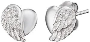 Engelsrufer Silberne Ohrringe Herz mit Engelsflügel und Zirkonen ERE-LILHW-ST