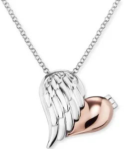 Engelsrufer Silberne zweifarbige Halskette Herzmedaillon mit einem Flügel ERN-WITHLOVE-2B