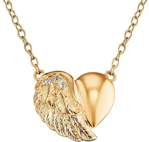Engelsrufer Vergoldete Silberkette Herz mit Flügel und Zirkonen ERN-LILHW-G