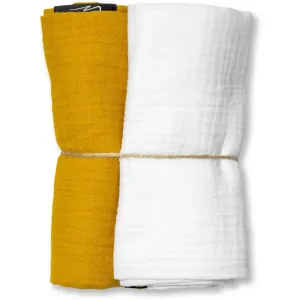 T-TOMI Muslin Diapers White + Mustard 2 St