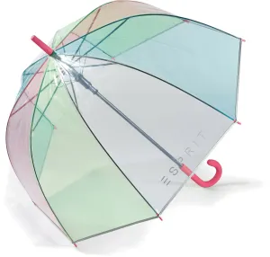 Esprit Regenschirm Transparent Long AC Domeshape Rainbow 53161 pink