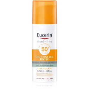 Eucerin Schützende, tonisierende und mattierende Gel-Gesichtscreme SPF 50+ Sun (Oil Control Tinted Sun Gel-Cream) 50 ml Light