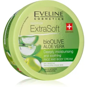 Eveline Cosmetics Extra Soft hydratisierende und beruhigende Creme für empfindliche Oberhaut Bio Olive & Aloe Vera 175 ml