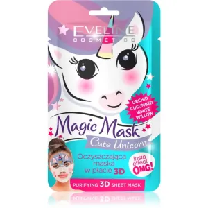 Eveline Cosmetics Magic Mask Cute Unicorn Textile 3D tiefreinigende Maske 1 St