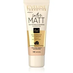 Eveline Satin Matt Mattifying & Covering Foundation 4in1 Flüssiges Make Up mit mattierender Wirkung 103 Natural 30 ml
