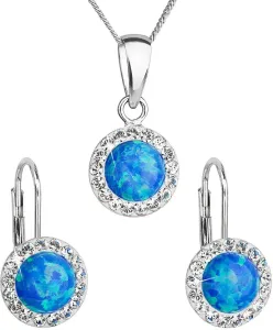 Evolution Group Glitzerndes Schmuckset mit Kristallen Preciosa 39160.1 & Blue s.Opal (Ohrringe, Halskette, Anhänger)