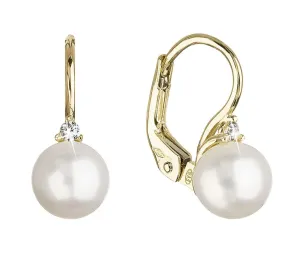 Evolution Group Goldene hängende Ohrringe mit echten Perlen 91PZ00023