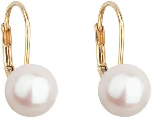 Evolution Group Goldene hängende Ohrringe mit echten Perlen 921009.1