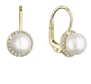 Evolution Group Luxuriöse Gelbgold-Ohrringe mit echten Perlen 91P00020