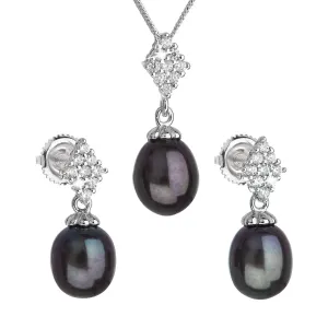 Evolution Group Luxuriöses Silber Schmuckset mit echten Perlen 29018.3 (Ohrringe, Halskette, Anhänger)