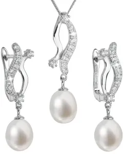 Evolution Group Luxuriöses Silber Schmuckset mit echten Perlen 29028.1 (Ohrringe, Halskette, Anhänger)