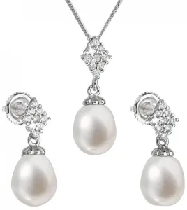 Evolution Group Luxuriöses Silberschmuck mit echten Perlen 29018.1 (Ohrringe, Kette, Anhänger)
