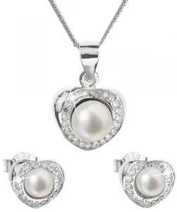 Evolution Group Luxuriöses Silberschmuck-Set mit echten Perlen 29025.1 (Ohrringe, Kette, Anhänger)