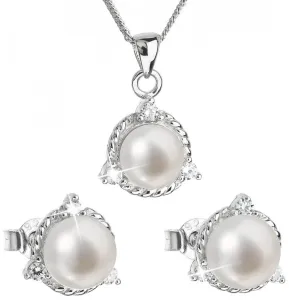 Evolution Group Luxuriöses Silberschmuck-Set mit echten Perlen 29033.1 (Ohrringe, Kette, Anhänger)