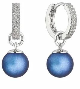 Evolution Group Silber Ohrringe mit blauen synthetischen Perlen und Zirkonen 31298.3