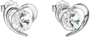 Evolution Group Silberne Ohrringe mit Kristallen Swarovski Weißes Herz 31259.1