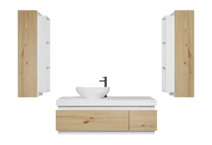 Badmöbel-Set mit Waschbecken SELAH, Lefkas-Eiche/weiß