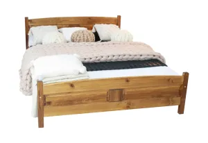 Bett mit Komforthöhe ANGEL + Schaummatratze DE LUX 14 cm + Lattenrost KOSTENLOSER, 120 x 200 cm, Eiche-Lack