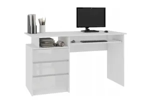 Schreibtisch KORDA CLP 135, 135x77x60, weiß/weiß Glanz