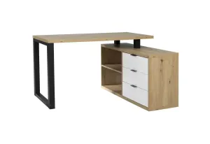 Schreibtisch RAMO 3, 135x76,2x115, Eiche artisan/schwarz