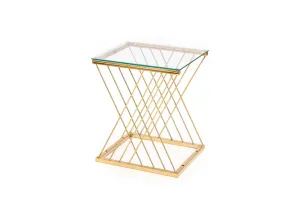 Couchtisch FEDERICA, 45x52,5x39, golden/Glas