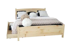 Bett mit Komforthöhe ANGEL + Hybridmatratze MORAVIA + Lattenrost KOSTENLOSER, 140 x 200 cm, Naturfarben-Lack #1405106