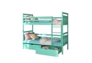 Etagenbett für Kinder PANDA + 2 Matratzen, 80x200, grün