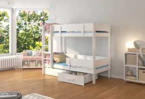 Etagenbett für Kinder SETINA + 2x Matratze, 80x180, Weiß