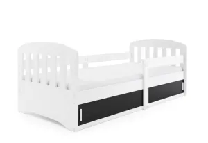 Kinderbett CLASA + Matratze, 80x160, Weiß/Schwarz