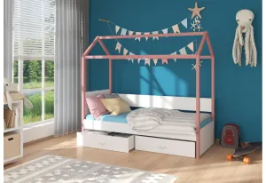 Kinderbett EMILIE+ Matratze, 80x180, rosa/weiß