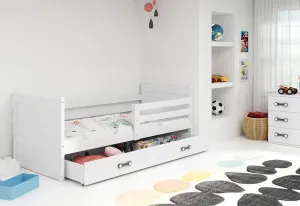 Kinderbett FIONA + Stauraum + Matratze + Lattenrost - KOSTENLOS, 90x200, weiß, weiß