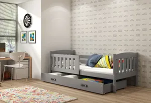 Kinderbett FLORENT + Stauraum + Matratze + Lattenrost - KOSTENLOS, 80x160, Graphit, graphitfarbig
