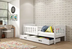 Kinderbett FLORENT + Stauraum + Matratze + Lattenrost - KOSTENLOS, 80x160, weiß, weiß