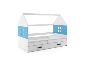 Kinderbett MIDO 1 color + Matratze + Rost - KOSTENLOS, 80x160, weiß, blau