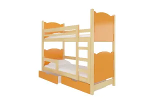 Etagenbett für Kinder BALADA, 180x75, Kiefer/orange