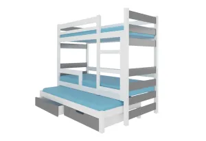 Etagenbett für Kinder MARLOT, 180x75, weiß/grau