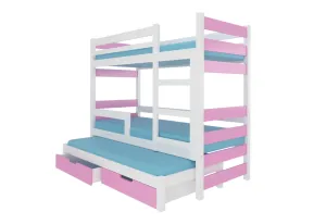 Etagenbett für Kinder MARLOT, 180x75, weiß/rosa