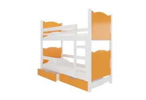 Kinder-Etagenbett BALADA, 180x75, Weiß/orange