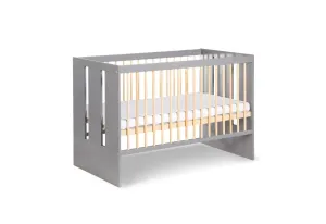 Kinderbett mit Barriere NORBET,124x85x66,grau/Holz