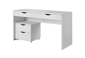 Schreibtisch MANY mit Container, 138,2x76x50,4, weiß