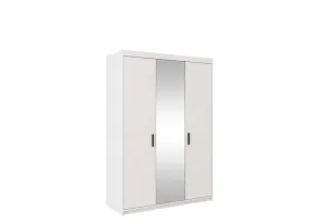 Kleiderschrank ELLENA 3D + Spiegel + Aufsatz, 190x133x53, weiß