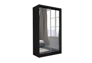Schwebetürenschrank mit Spiegel ROBERTA, 150x216x61, schwarz
