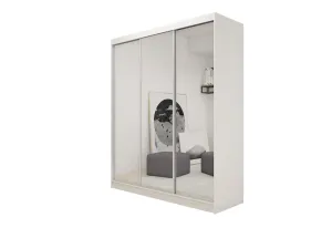 Schwebetürenschrank mit Spiegel ROBERTA + Türdämpfer, 180x216x61, weiß