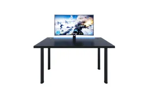 Gaming Tisch CODE X2 mit LED, 135x73-76x65, schwarz/schwarze Beine + USB HUB