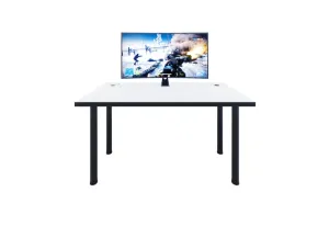 Gaming Tisch CODE X2 mit LED, 135x73-76x65, weiß/schwarze Beine + USB HUB #1435190