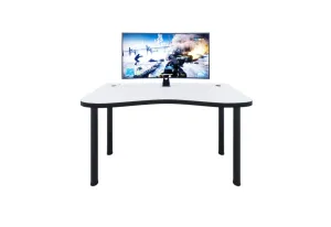 Gaming Tisch CODE Y2 mit LED, 135x73-76x65, weiß/schwarze Beine + USB HUB