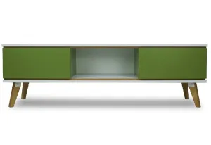 TV-Schrank MORGEN, 160x50x45, grün/weiß