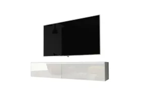 TV-Tisch MENDES D 140, 140x30x32, weiß/weiß Glanz